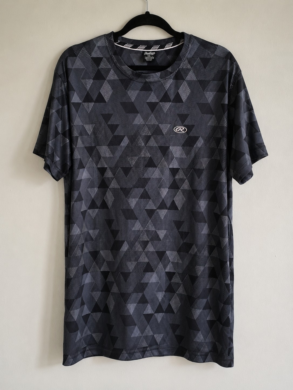 Rawlings Performance Athletic Tee Men's XXL Gray Black Geometric Print